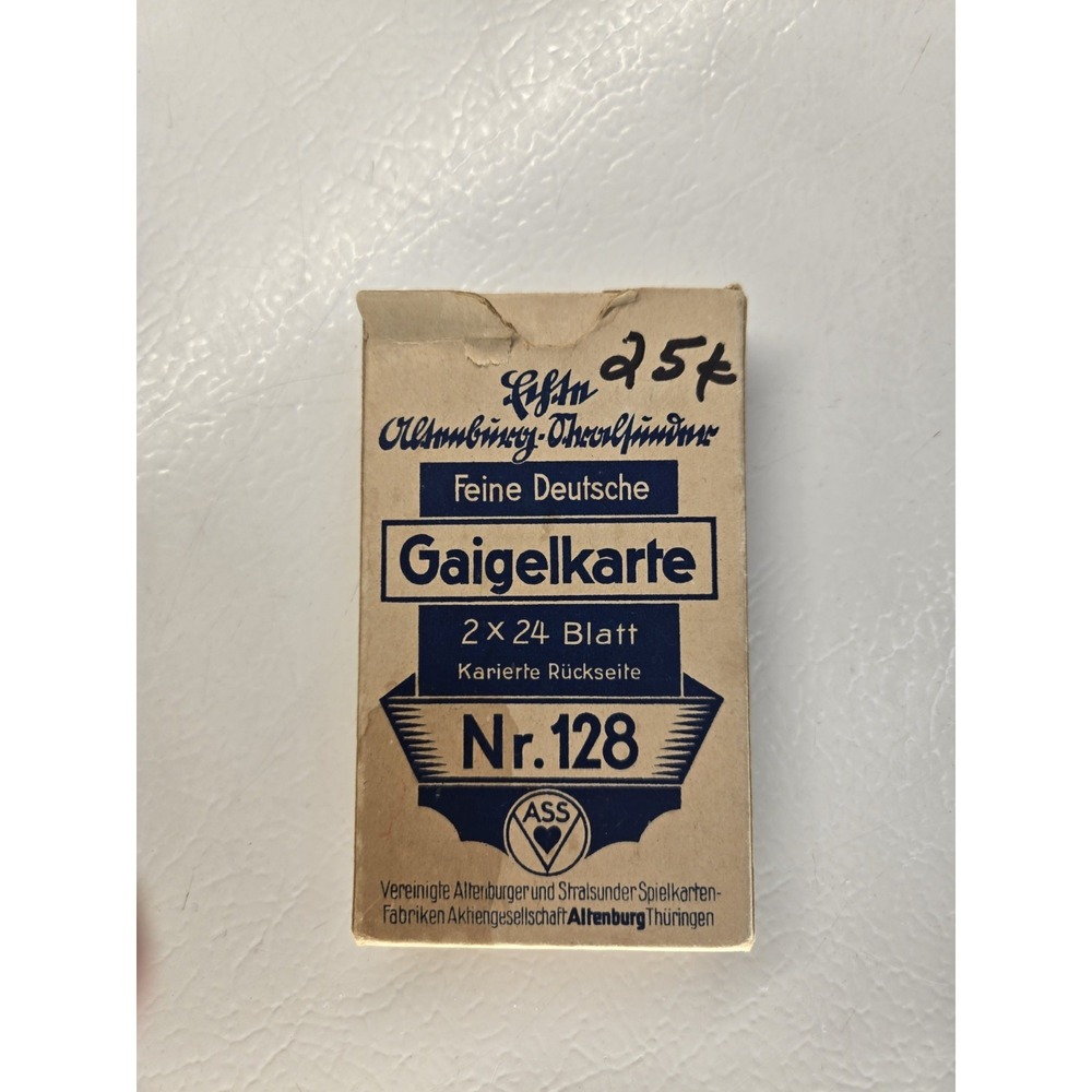 Vtg ASS Altenburger Gaigelkarte Nr 128 German Playing Cards w/ Box 2x24 Binokel